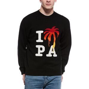 Palm Angels Mens  Wool & Cashmere-Blend Crewneck Sweater, Black